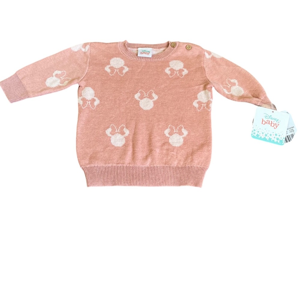 Disney Baby Minnie Mouse Bow Knit Sweater‎ NB Newborn NWT